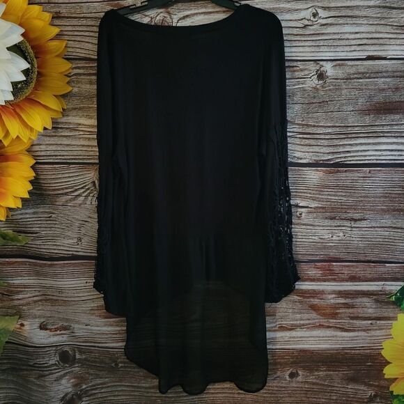 Valerie Stevens blouse long sleeve Women's XL black Pre-owned - Picture 5 of 8